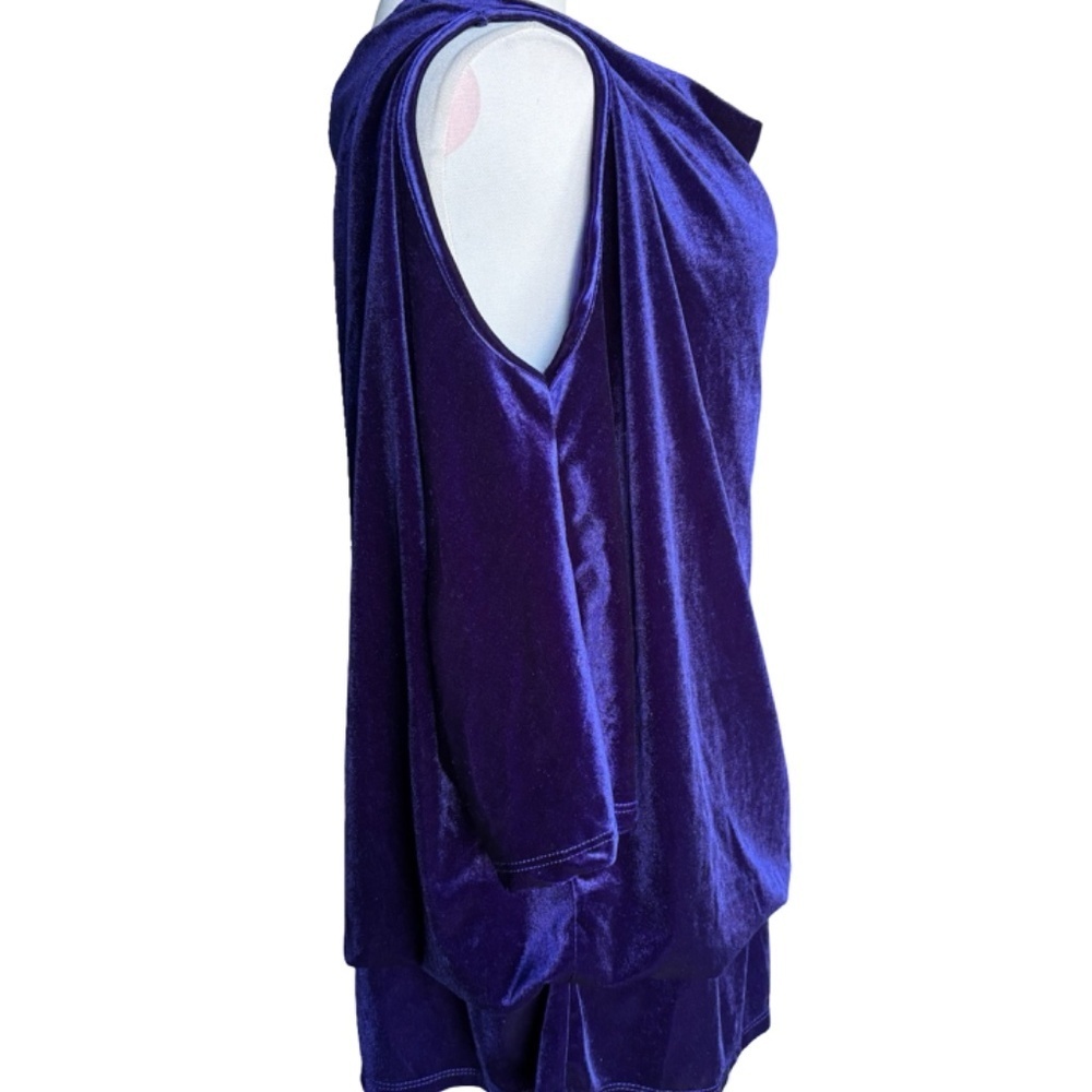 NWT: For Cynthia Velour Drape Cowl Neck Regency Tunic - 2X - Deep Purple - Picture 6 of 8